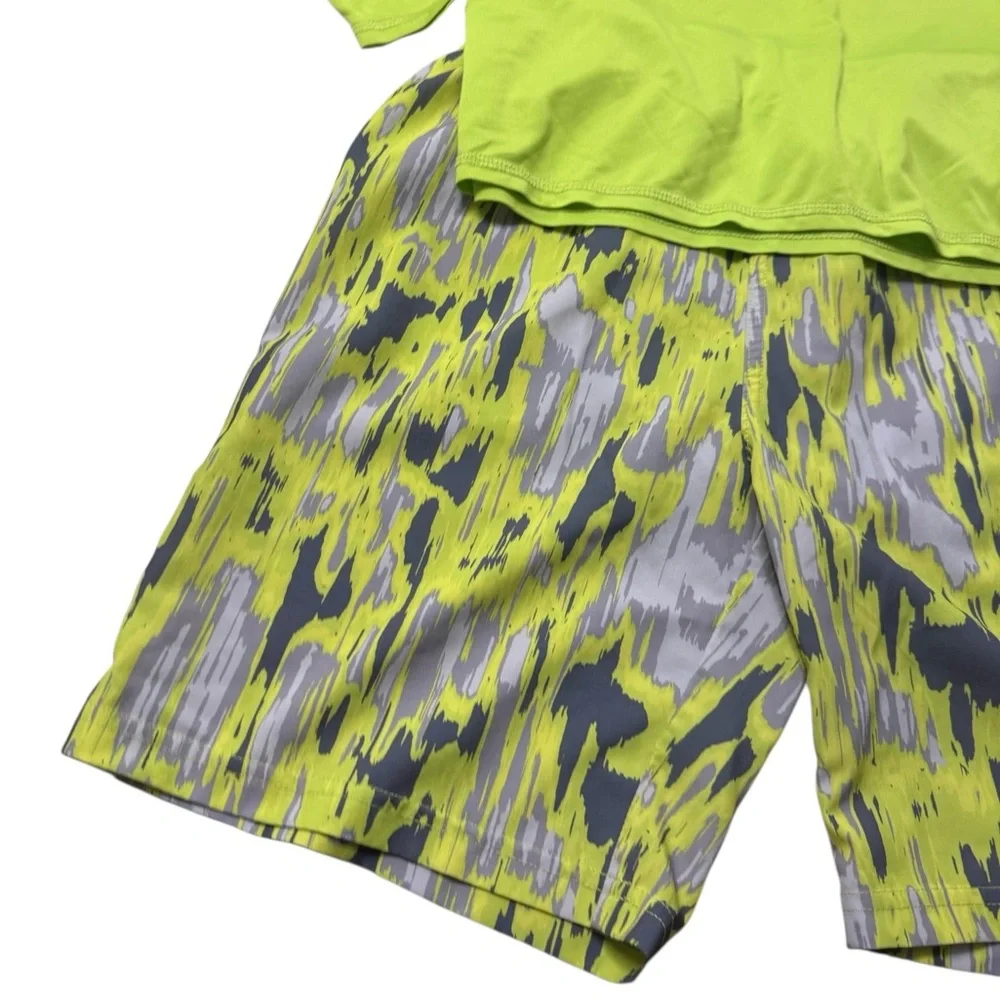 Spyder | 2 Piece Kids Swim Set in Neon Yellow Green and Gray Size Large L